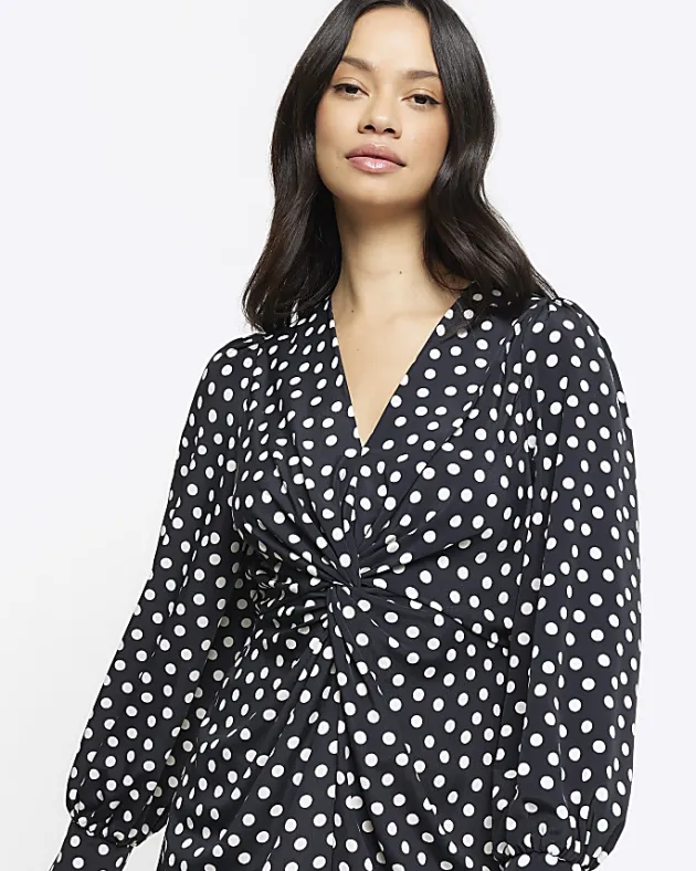 River Island spot knot detail swing mini dress< Dresses