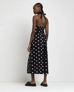 River Island spot linen halter neck midi dress< Dresses