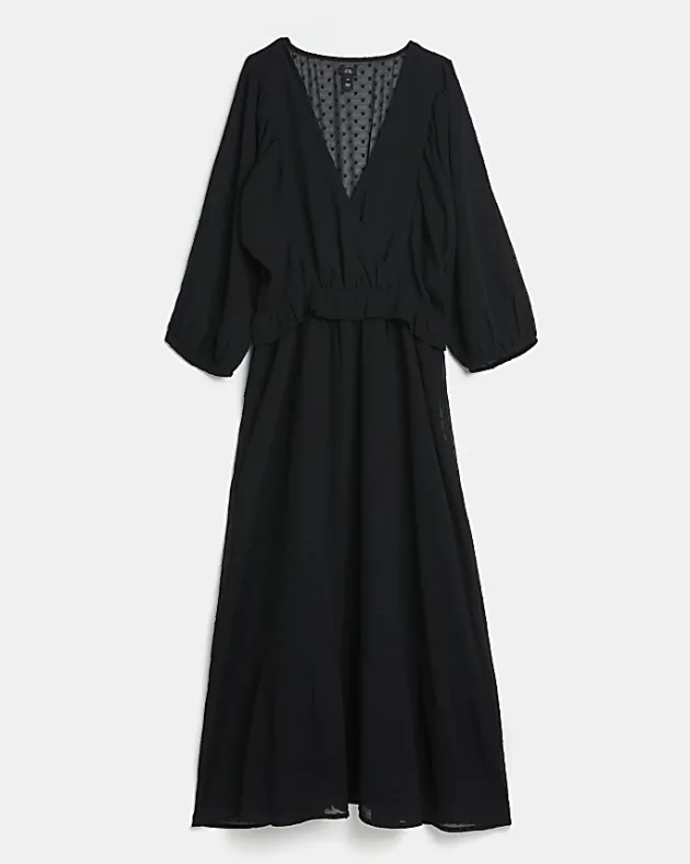 River Island spot long sleeve wrap midi dress< Dresses