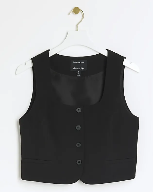 River Island square neck crop waistcoat< Suits & Tailoring
