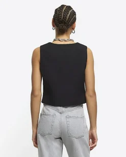 River Island square neck crop waistcoat< Suits & Tailoring