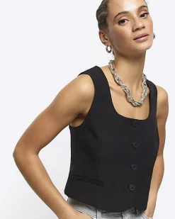 River Island square neck crop waistcoat< Suits & Tailoring