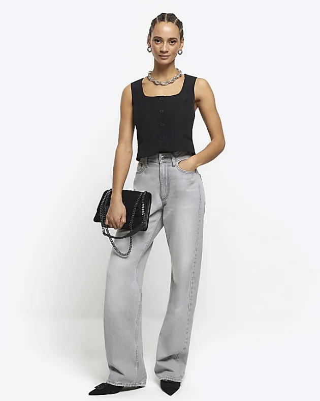 River Island square neck crop waistcoat< Suits & Tailoring