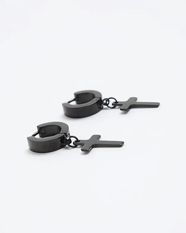 River Island stainless steel cross hoop earrings< Jewellery & Watches