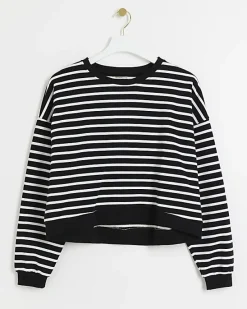 River Island stripe crop sweatshirt< Loungewear