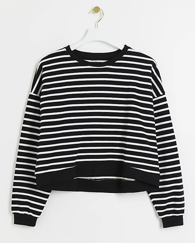 River Island stripe crop sweatshirt< Loungewear
