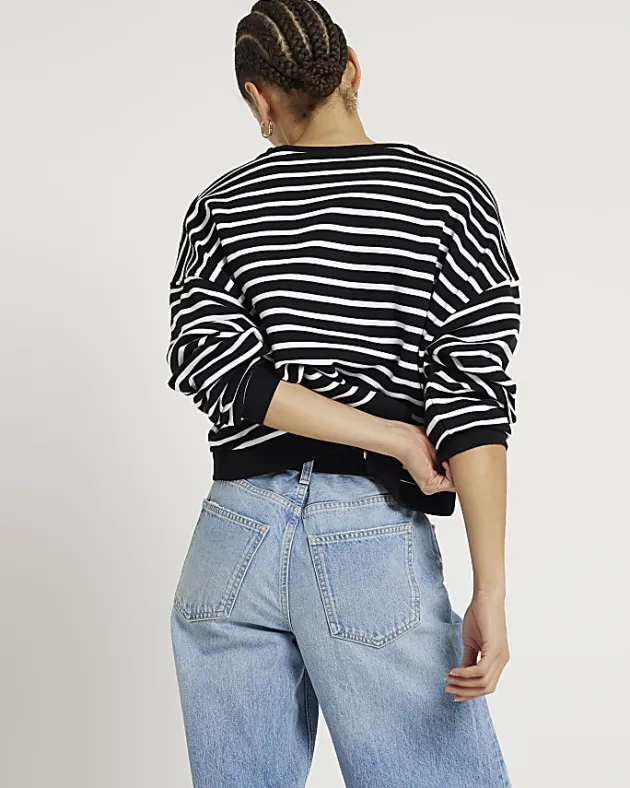 River Island stripe crop sweatshirt< Loungewear
