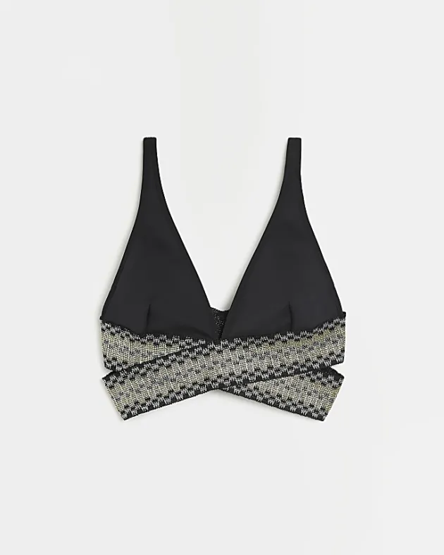 River Island wrap plunge bikini top< Swimwear & Beachwear