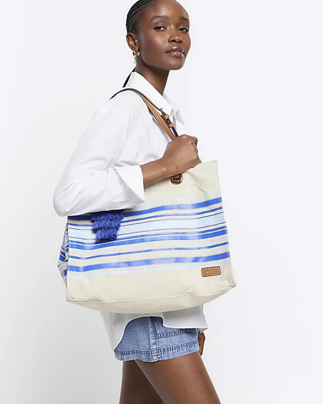 River Island canvas stripe shopper bag< Bags, Purses & Luggage