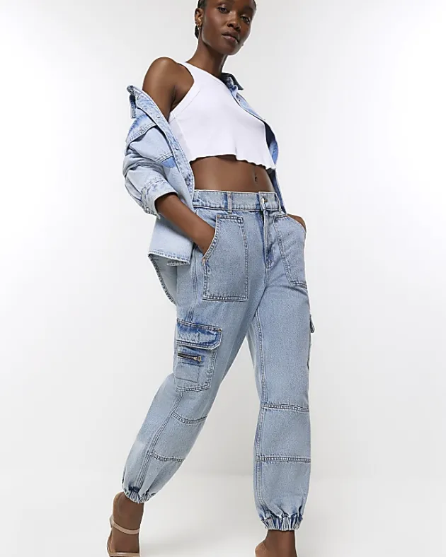River Island cuffed cargo jeans< Jeans