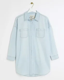 River Island denim oversized mini shirt dress< Dresses