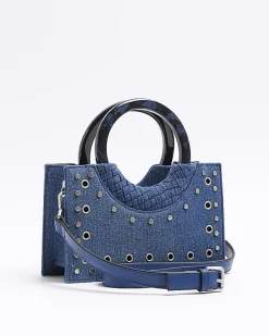 River Island denim studded cross body bag< Bags, Purses & Luggage