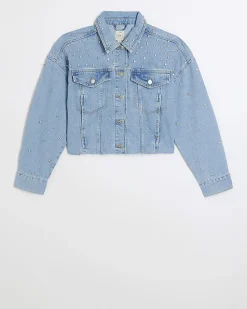 River Island embellished crop denim jacket< Coats & Jackets