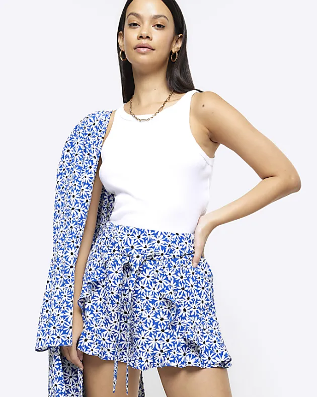 River Island floral belted shorts< Shorts