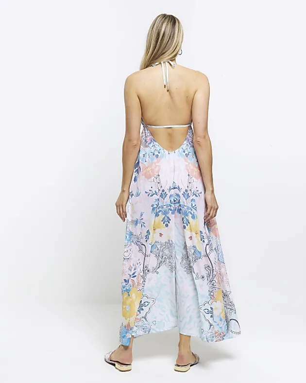 River Island floral plunge slip maxi dress< Swimwear & Beachwear