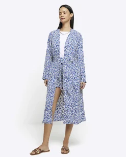 River Island floral tie waist longline duster jacket< Coats & Jackets
