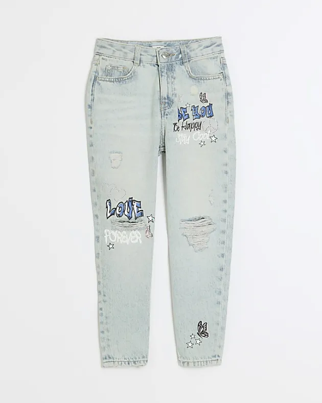 River Island graffiti ripped jeans< Jeans