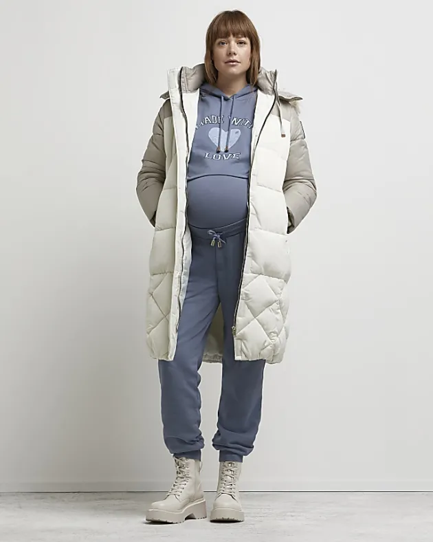 River Island graphic cropped maternity hoodie< Maternity