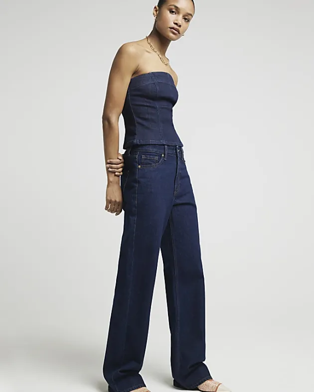 River Island high waisted relaxed straight leg jeans< Jeans