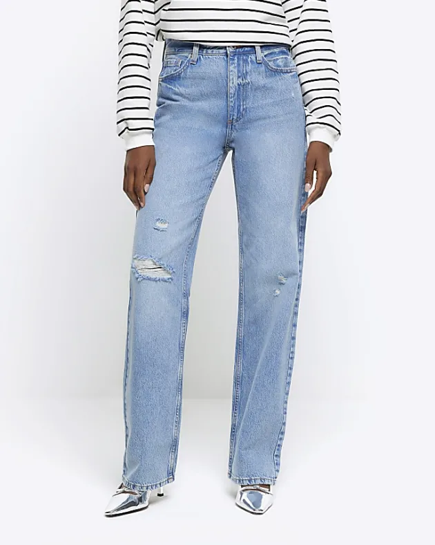River Island high waisted relaxed straight fit jeans< Jeans