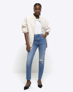 River Island high waisted slim fit ripped jeans< Jeans