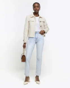 River Island high waisted slim fit straight jean< Jeans