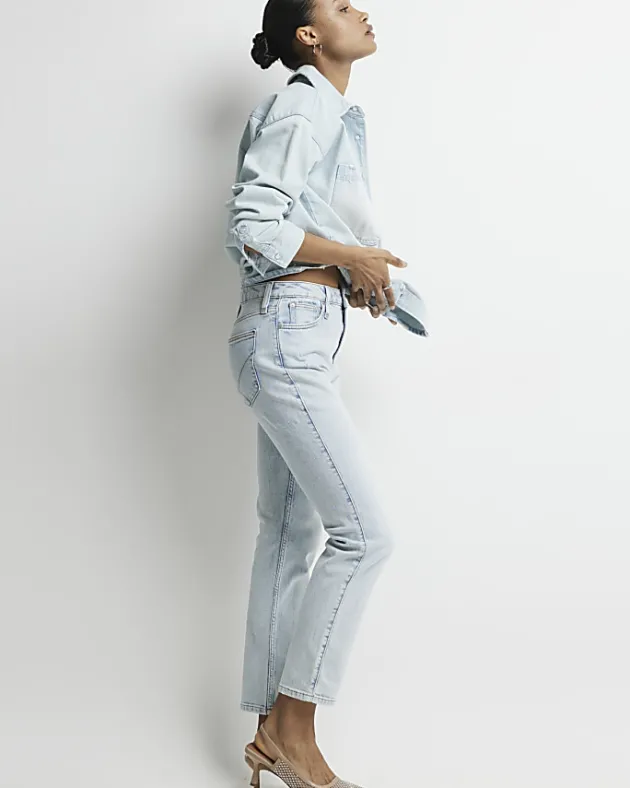 River Island high waisted slim straight jeans< Jeans