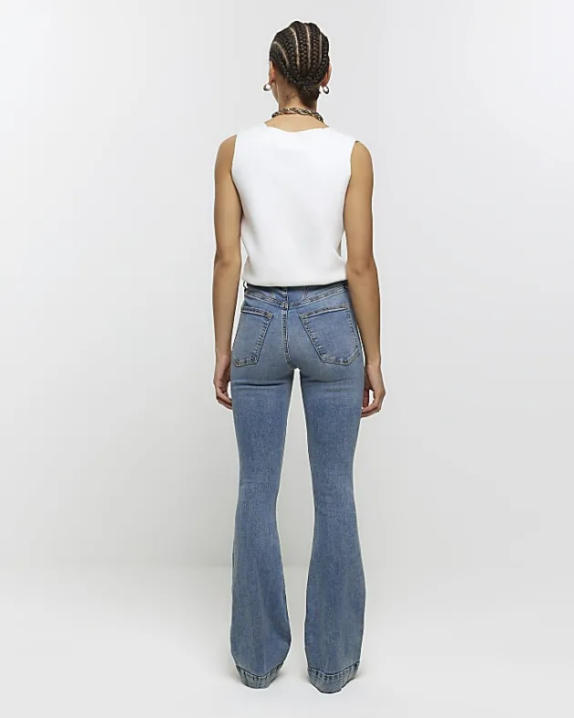 River Island high waisted tummy hold flare jeans< Jeans