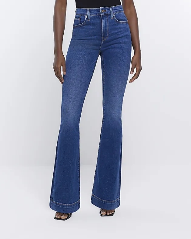 River Island high waisted tummy hold flare jeans< Jeans
