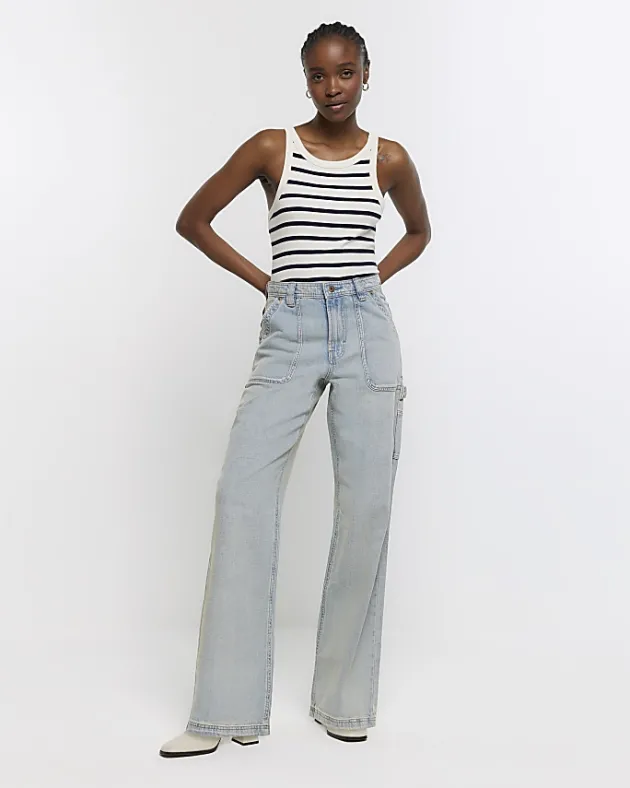 River Island high waisted wide fit cargo jeans< Jeans