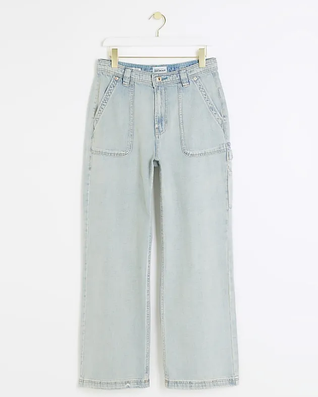 River Island high waisted wide fit cargo jeans< Jeans