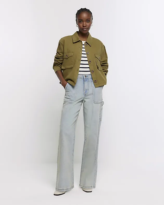 River Island high waisted wide fit cargo jeans< Jeans