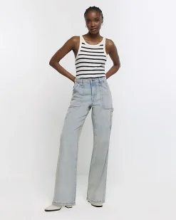 River Island high waisted wide fit cargo jeans< Jeans