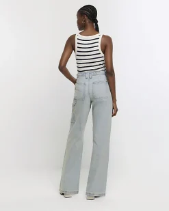 River Island high waisted wide fit cargo jeans< Jeans