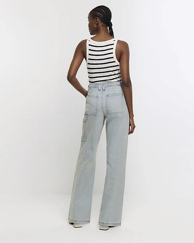 River Island high waisted wide fit cargo jeans< Jeans