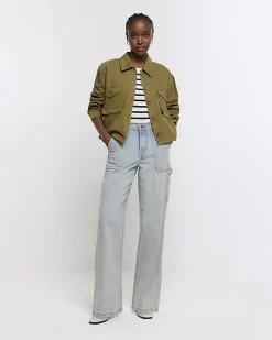River Island high waisted wide fit cargo jeans< Jeans
