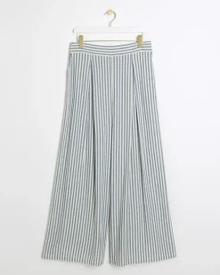 River Island linen blend stripe wide leg trousers< Trousers