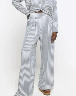 River Island linen blend stripe wide leg trousers< Trousers