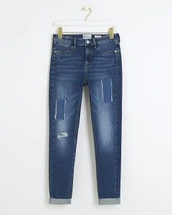 River Island mid rise bum sculpt patch skinny jeans< Jeans