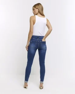 River Island mid rise bum sculpt patch skinny jeans< Jeans