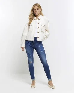 River Island mid rise bum sculpt patch skinny jeans< Jeans