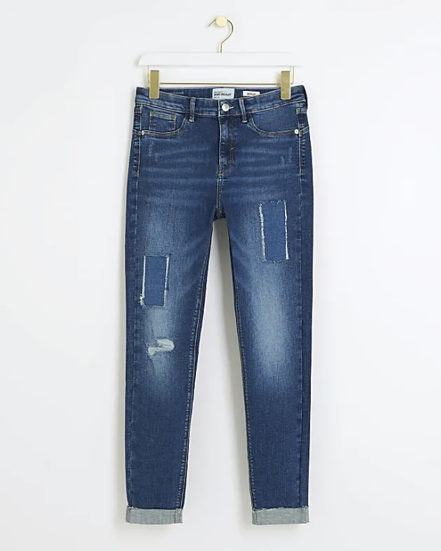 River Island mid rise bum sculpt patch skinny jeans< Jeans