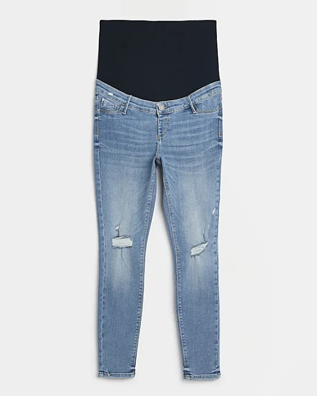 River Island mid rise maternity ripped skinny jeans< Maternity