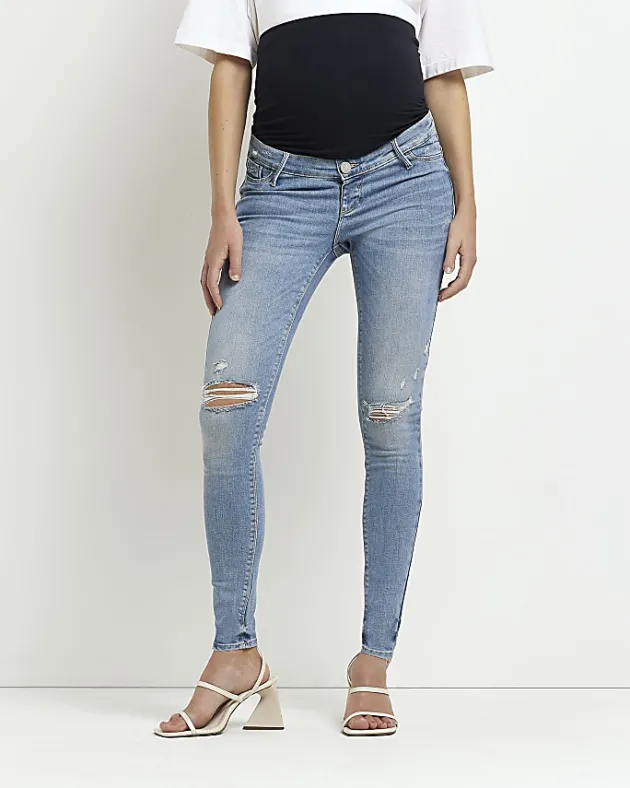River Island mid rise maternity ripped skinny jeans< Maternity