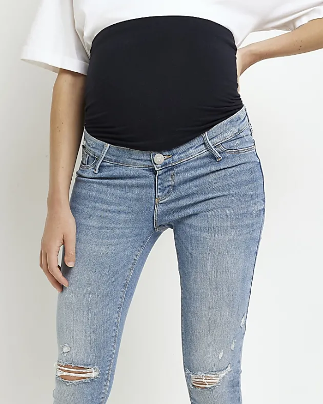River Island mid rise maternity ripped skinny jeans< Maternity