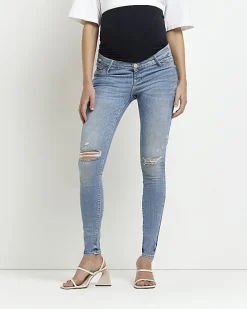 River Island mid rise maternity ripped skinny jeans< Maternity