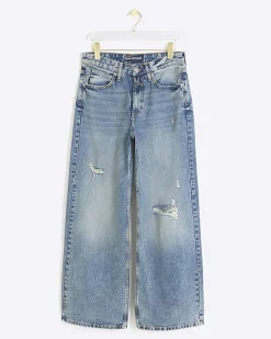 River Island mid rise ripped wide leg jeans< Jeans