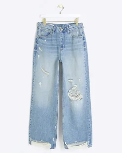 River Island mid rise ripped wide leg jeans< Jeans