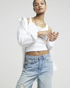 River Island mid rise ripped wide leg jeans< Jeans