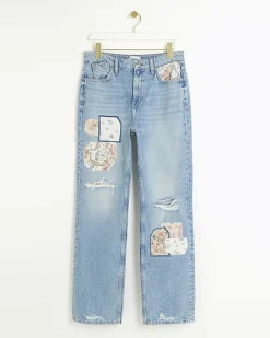 River Island patch stove pipe straight jeans< Jeans
